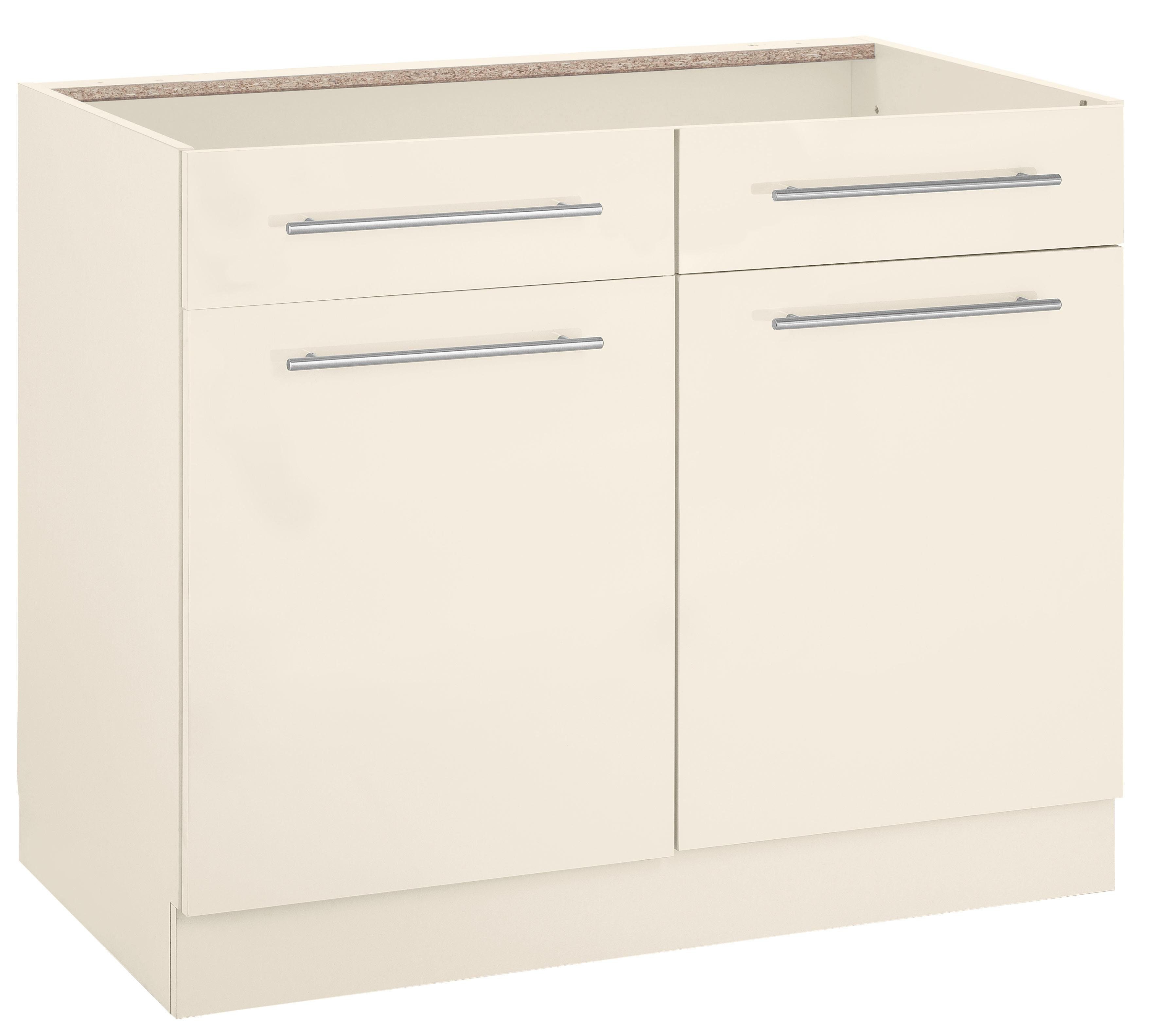 wiho Küchen Unterschrank Flexi2, Breite 100 cm, Soft-Close bei der Tür mit Schubkästen, inkl. verstellbaren Einlegeböden
