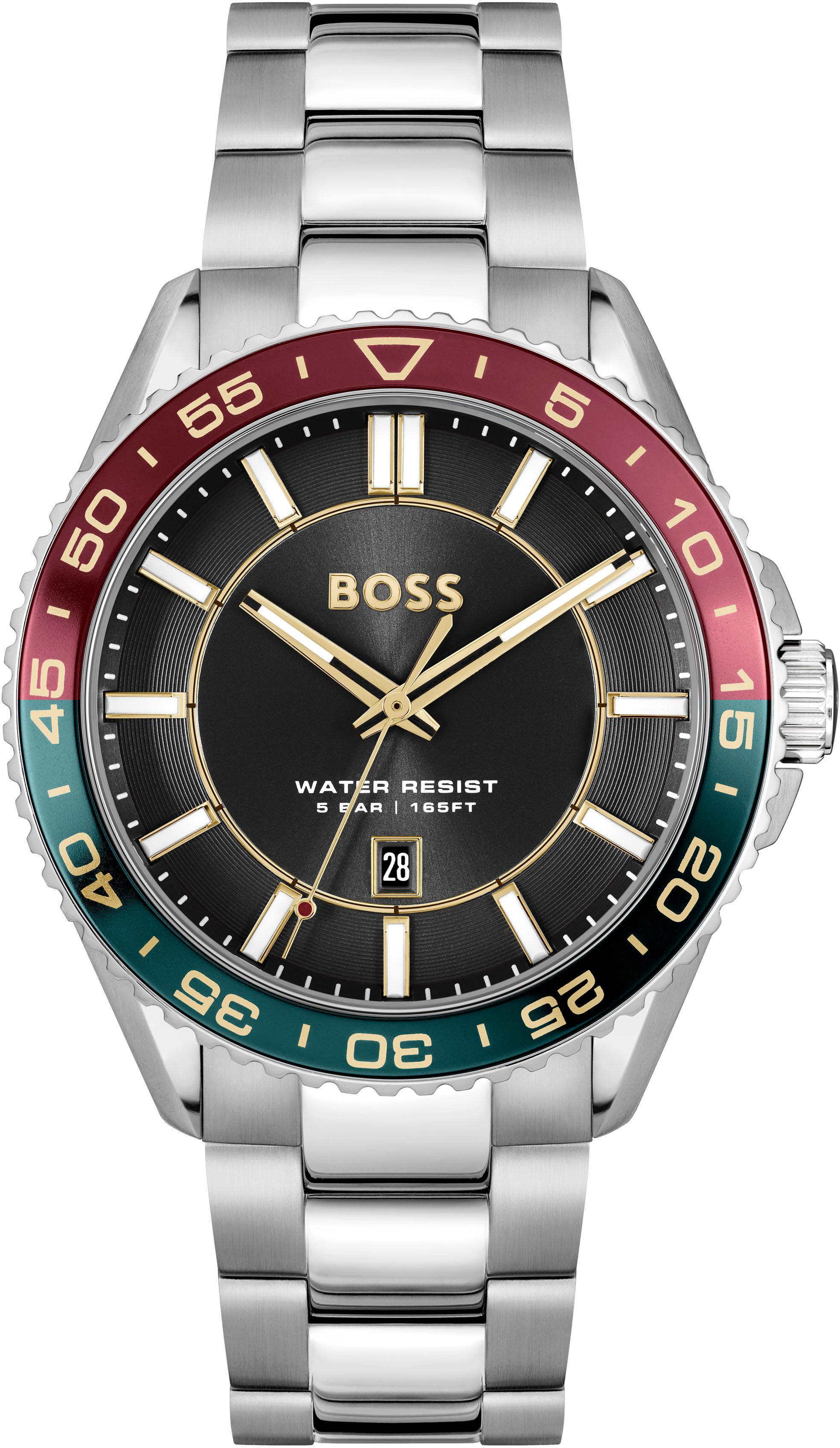 BOSS Quarzuhr RUNNER 3H 1514210, Armbanduhr, Herrenuhr, Edelstahlarmband, a günstig online kaufen