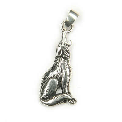 NKlaus Kettenanhänger Heulender Wolf Kettenanhänger 2,8cm Silber 925 Bi, 925 Sterling Silber Silberschmuck für Damen