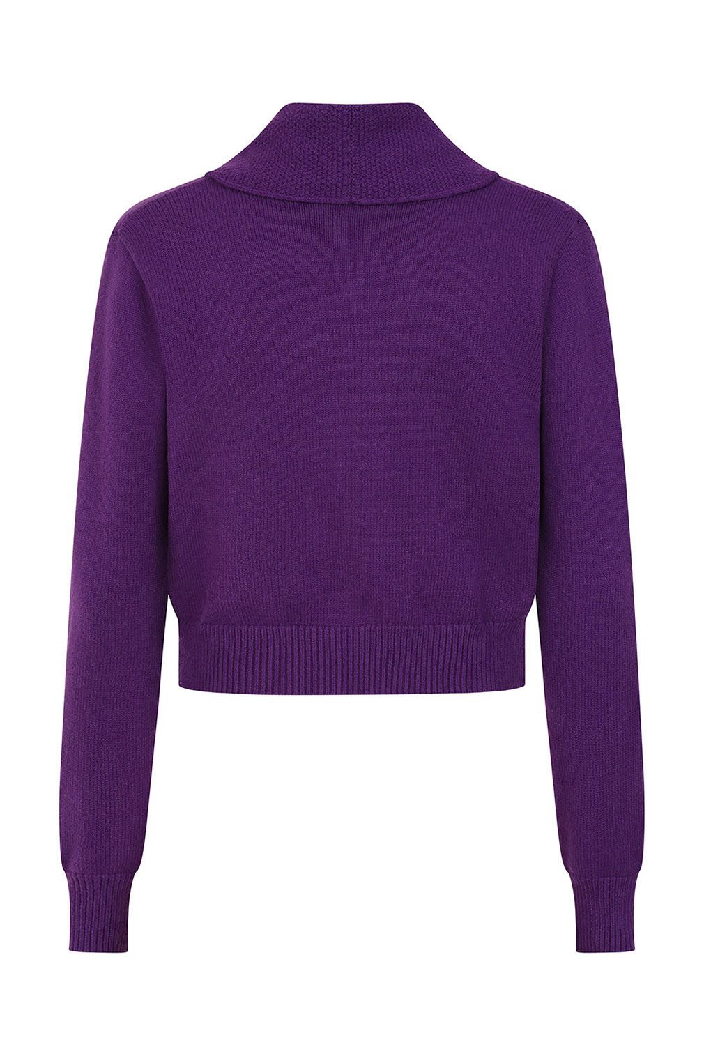 Banned Strickjacke Violet Cardigan Lila Vintage Schalkragen