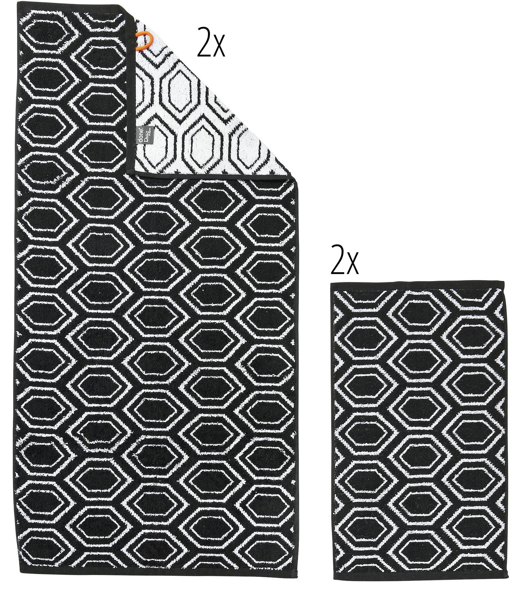 2x Handtuch 2x 4-tlg), & Set Handtücher, (Set, Daily Ethno, Shapes Jacquardgewebe, done.® modernes Gästehandtücher Muster Jacquard-Walkfrottier,