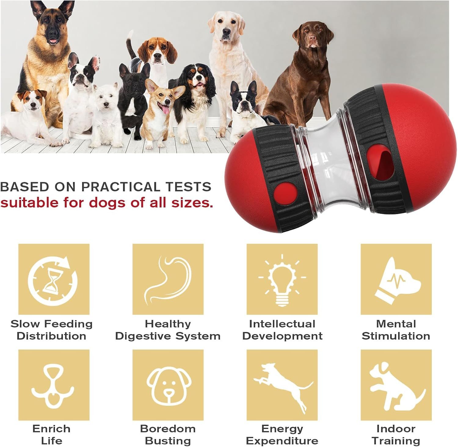 Happy Home Tier-Beschäftigungsspielzeug Intelligenzspielzeug für Hunde, Futterball Futterausgabe