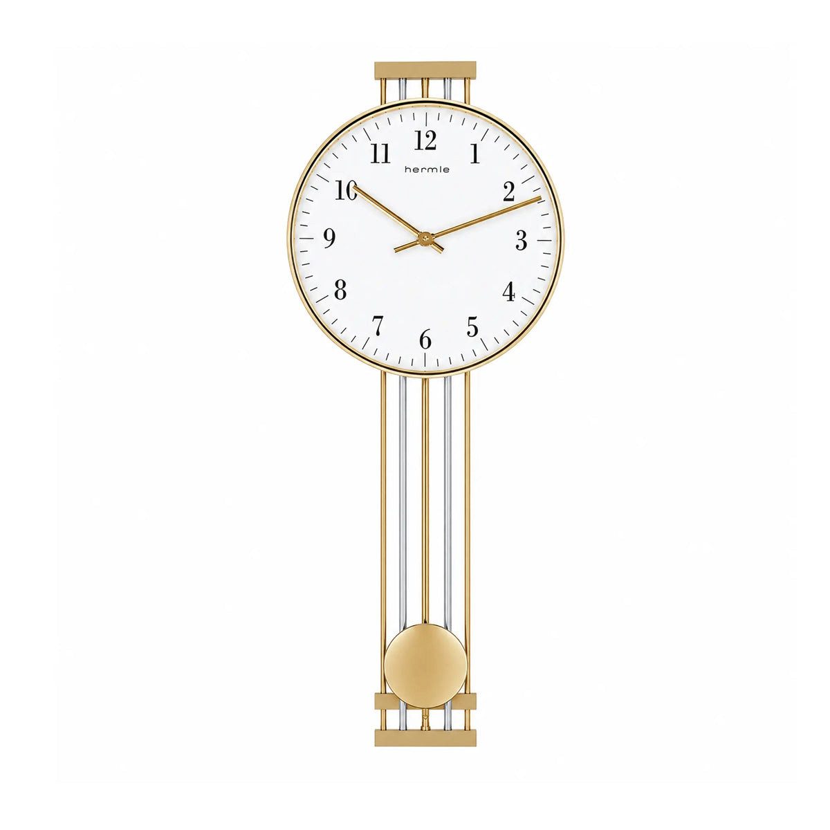 Hermle Wanduhr Pendeluhr Messingoptik Funkwerk - Hermle