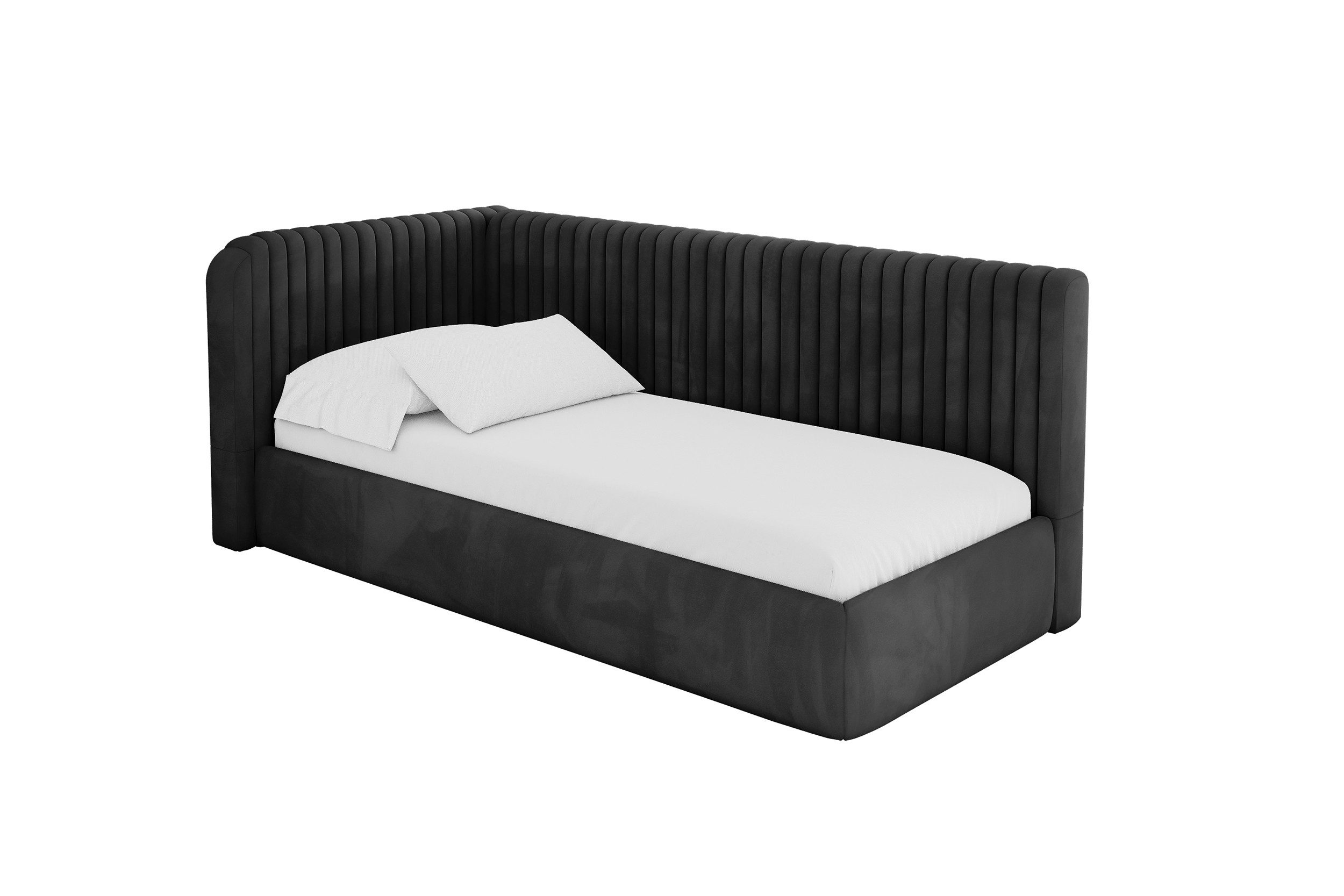 ALTDECOR Jugendbett AURY (Jugendbett mit Bettkasten und Lattenrost, Polsterbett ohne Matratze), Einzelbett mit Stauraum, Bett mit Kopfteil