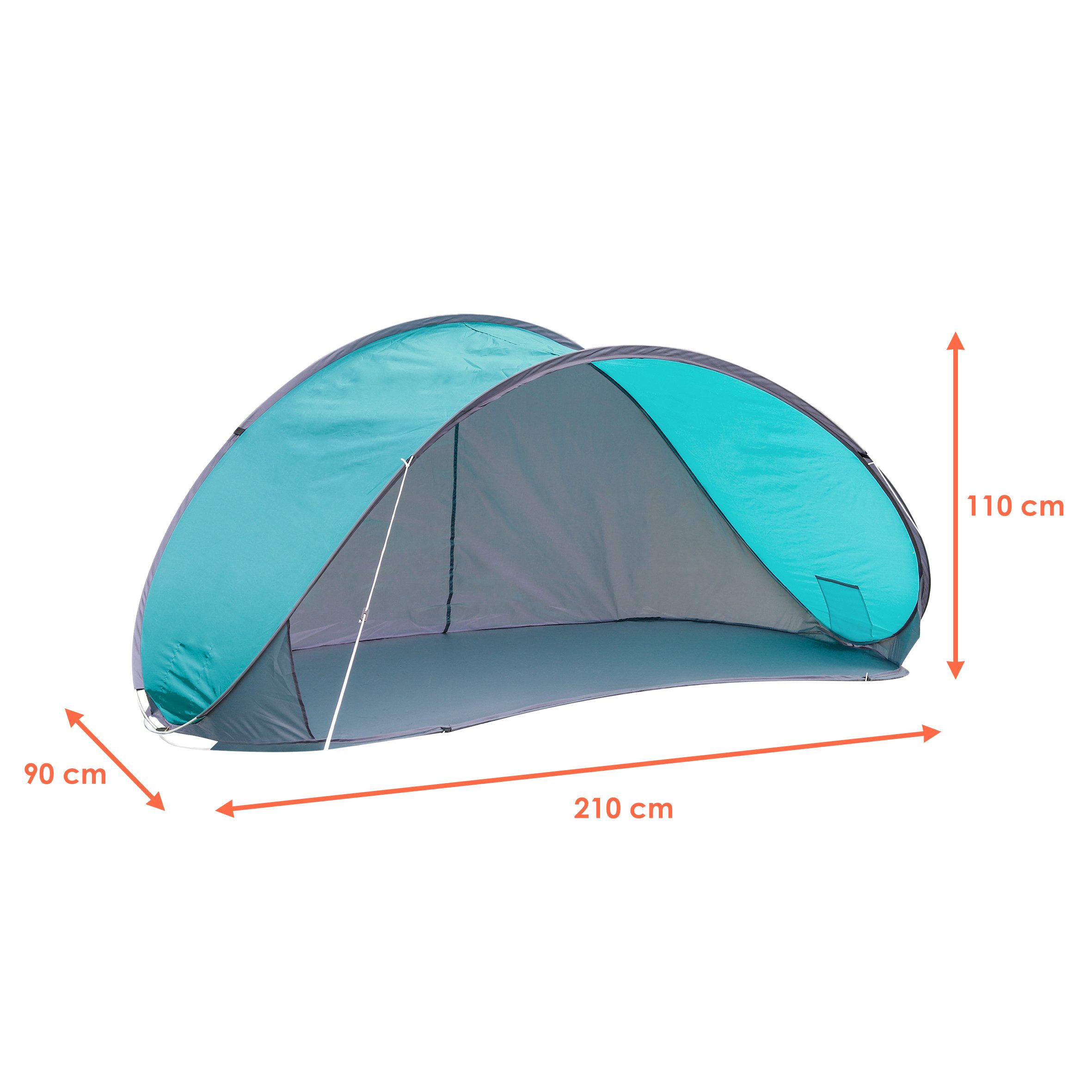 Spetebo Strandmuschel Pop Up Strandmuschel türkis mit Tragetasche - 210 x 110 cm, Personen: 2 (Stück, 1 tlg., Strandzelt), Strand Zelt selbstaufstellend mit UV 50+ Schutz