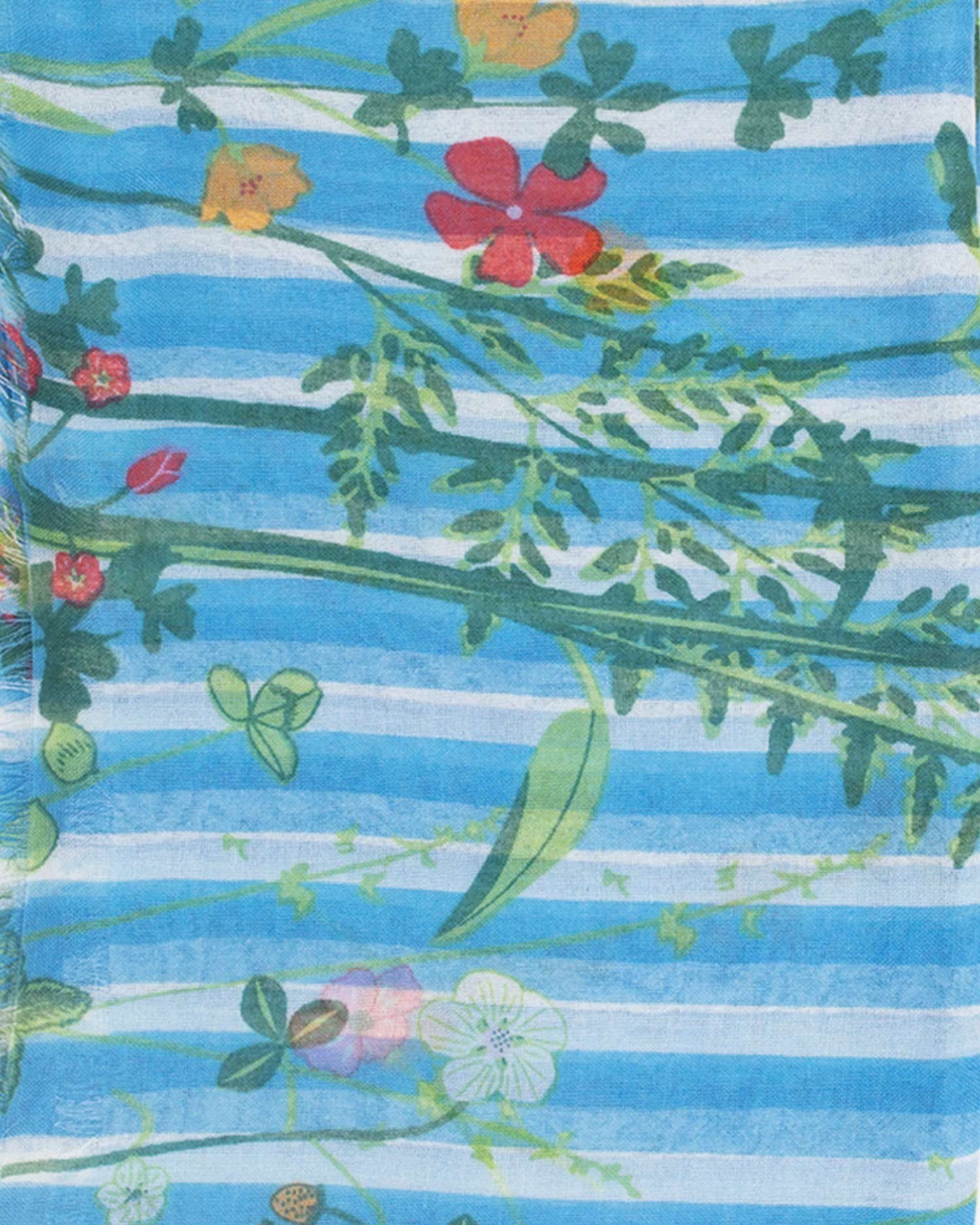 aus mit - Damen 130x180 Mirabella Modeschal Schal Halstuch Mowo Azure in Modal Blue Becksöndergaard Blumenmuster,