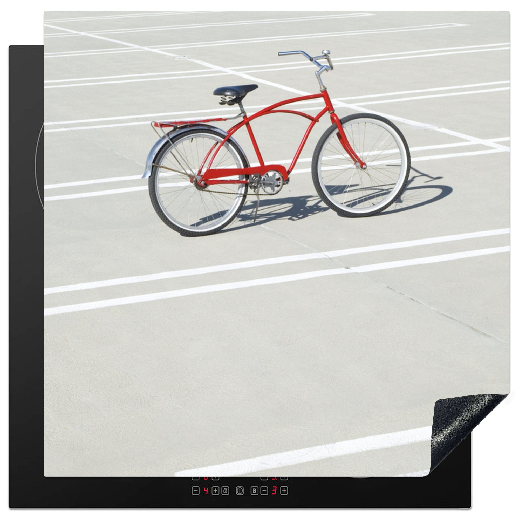 cm, (1 Herdblende-/Abdeckplatte MuchoWow Ceranfeldabdeckung, tlg), - Weiß, Arbeitsplatte für Vinyl, küche Fahrrad Rot - 78x78