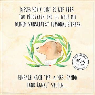 Mr. & Mrs. Panda Rotweinglas Hund Blumen - Transparent - Geschenk, Therapie, Spülmaschinenfeste We, Premium Glas, Luxuriöse Gravur
