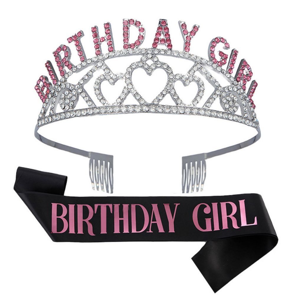 Fivejoy Diadem Geburtstags-Tiara für Mädchen orhe Frauen, Geburtstagskönigin (Alles Gute zum Geburtstag-Tiara und Krone für Frauen, Strass-Kristall-Dekor für Mädchen Party Accessoires)