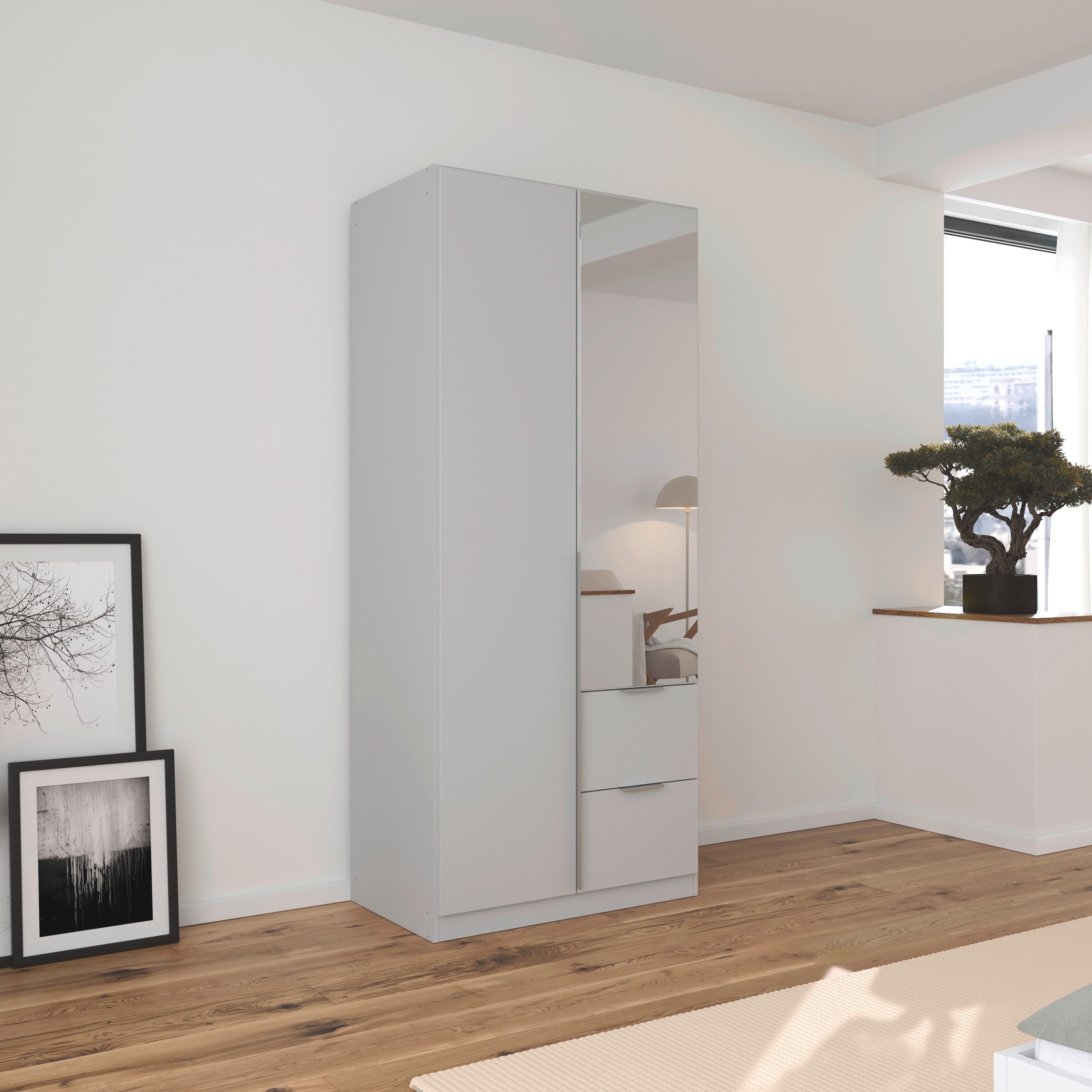 OTTO home Drehtürenschrank Kleiderschrank Schrank Garderobe AGORDO mit Dekor- oder Hochglanzfront (in zwei Griff-Farben, Breiten 91-360 cm) mit Außenschubkästen, in 7 Breiten und 2 Höhen MADE IN GERMANY
