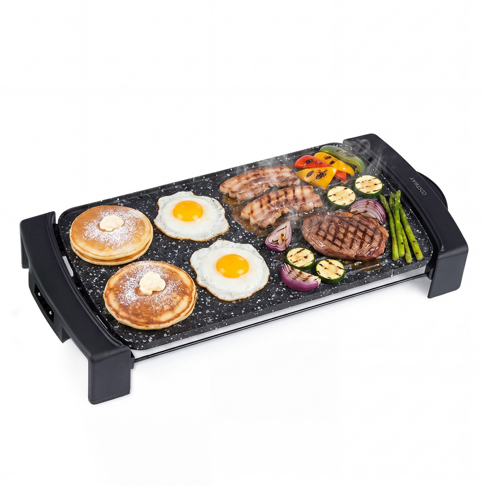 COSTWAY Elektrogrill, 2150 W, Tischgrill mit Doppelzone & Thermostat, 54x25cm