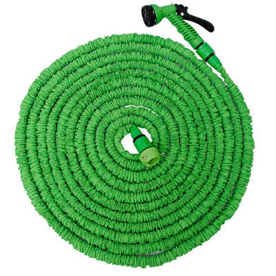 eyepower Gartenschlauch Hochwertiger Gartenschlauch Flexibler Schlauch, 30m + 7fach Multifunktion Grün