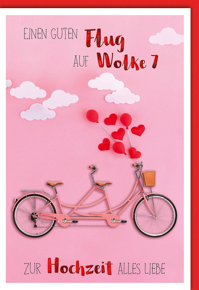 Verlag Dominique Grußkarten Hochzeit - Glückwunschkarte im Format 11,5 x 17 cm - Tandem, Wolke