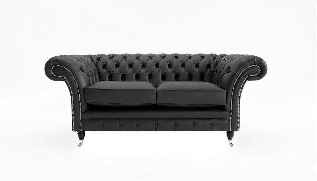 JVmoebel Sofa Chesterfield 2-Sitzer Sofa aus Stoff in Schwarz, Einzelmöbel