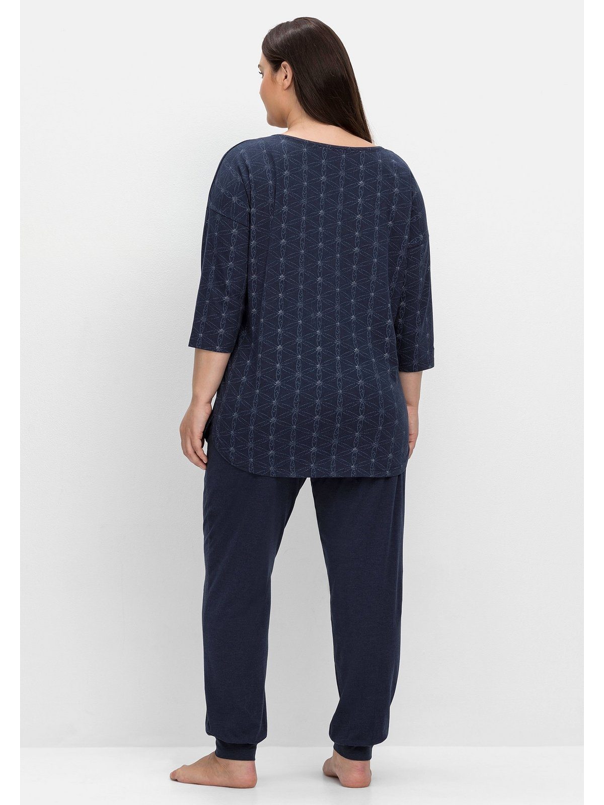 Sheego Pyjama Große Größen Set 3/4-Arm-Shirt Hose und (Set) aus