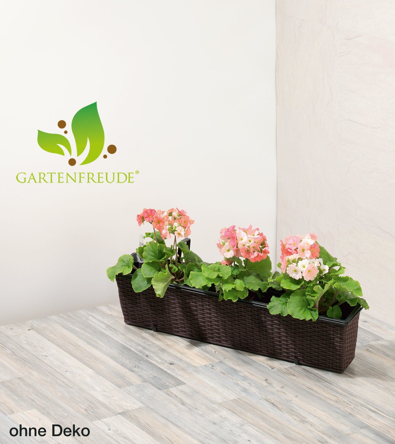Gartenfreude Mocca Blumenkasten geflecht Pflanzkasten Balkonkasten
