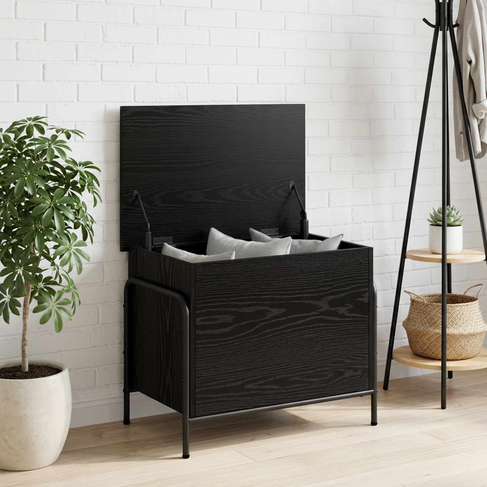 vidaXL Aufbewahrungsbox vidaXL Aufbewahrungsbox Schwarz Eichen-Optik 80 x 40 x 49,5 cm
