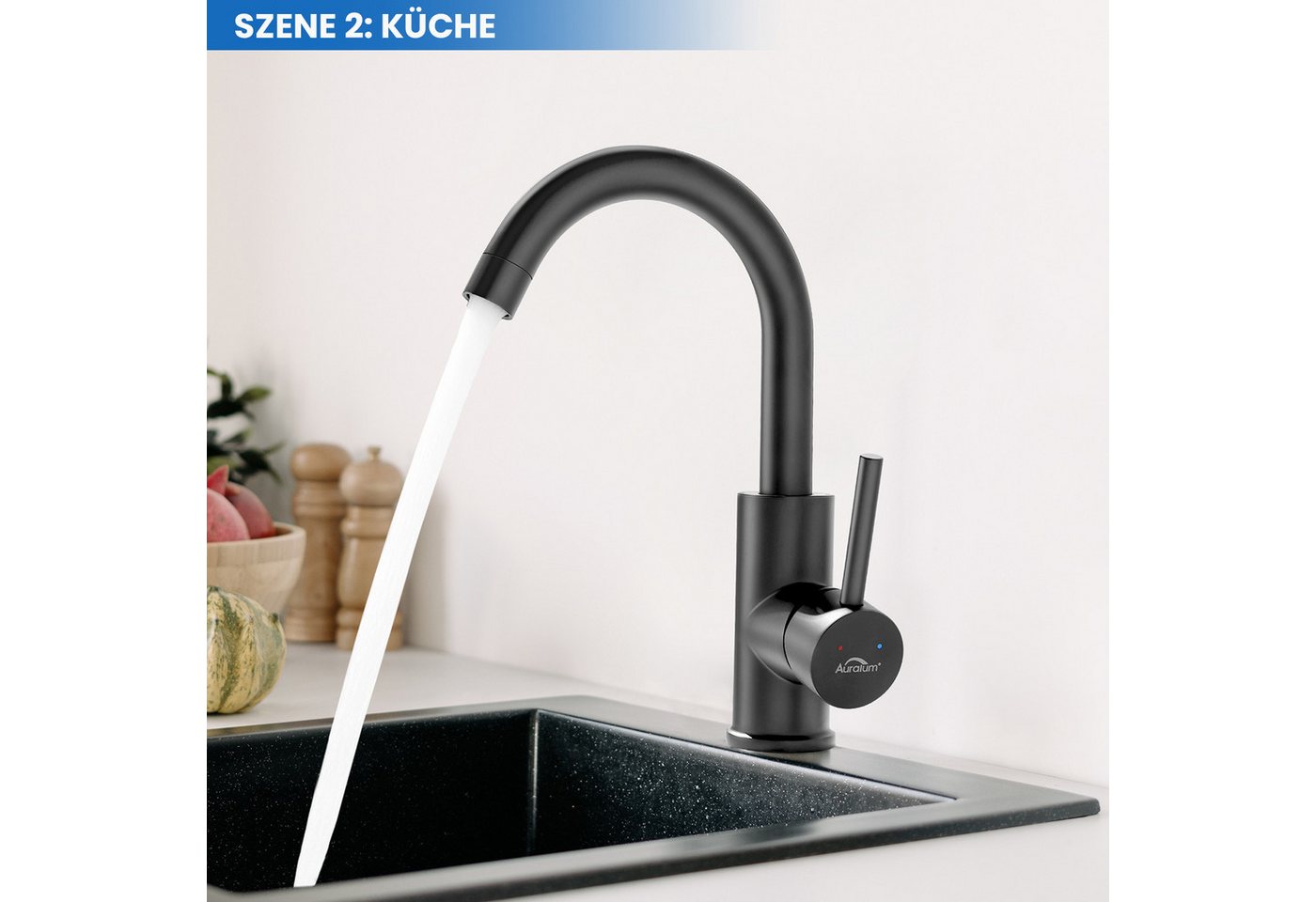 Thumbnail - Auralum Max Küchenarmatur Waschtischarmatur Wasserhahn 360° Drehbar Einhandmischer Küchenarmatur