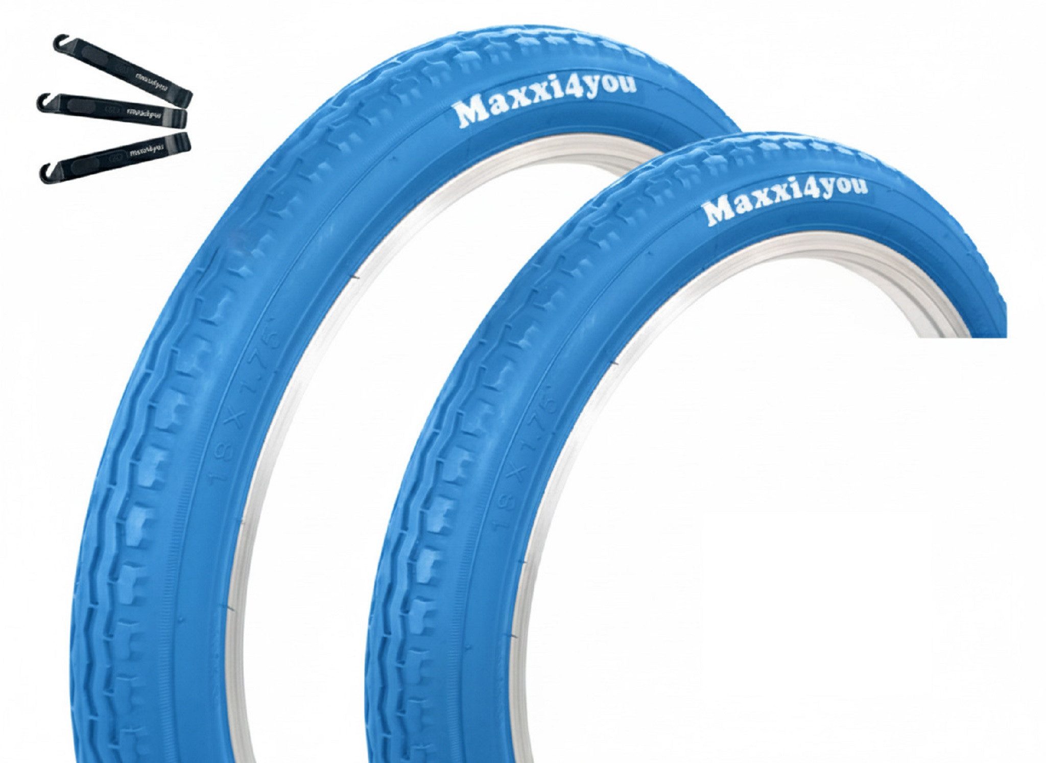 maxxi4you Fahrradreifen Maxxi4you 2 x Fahrradreifen HY-145 in BabyBlau 47-355 inkl Reifenheber