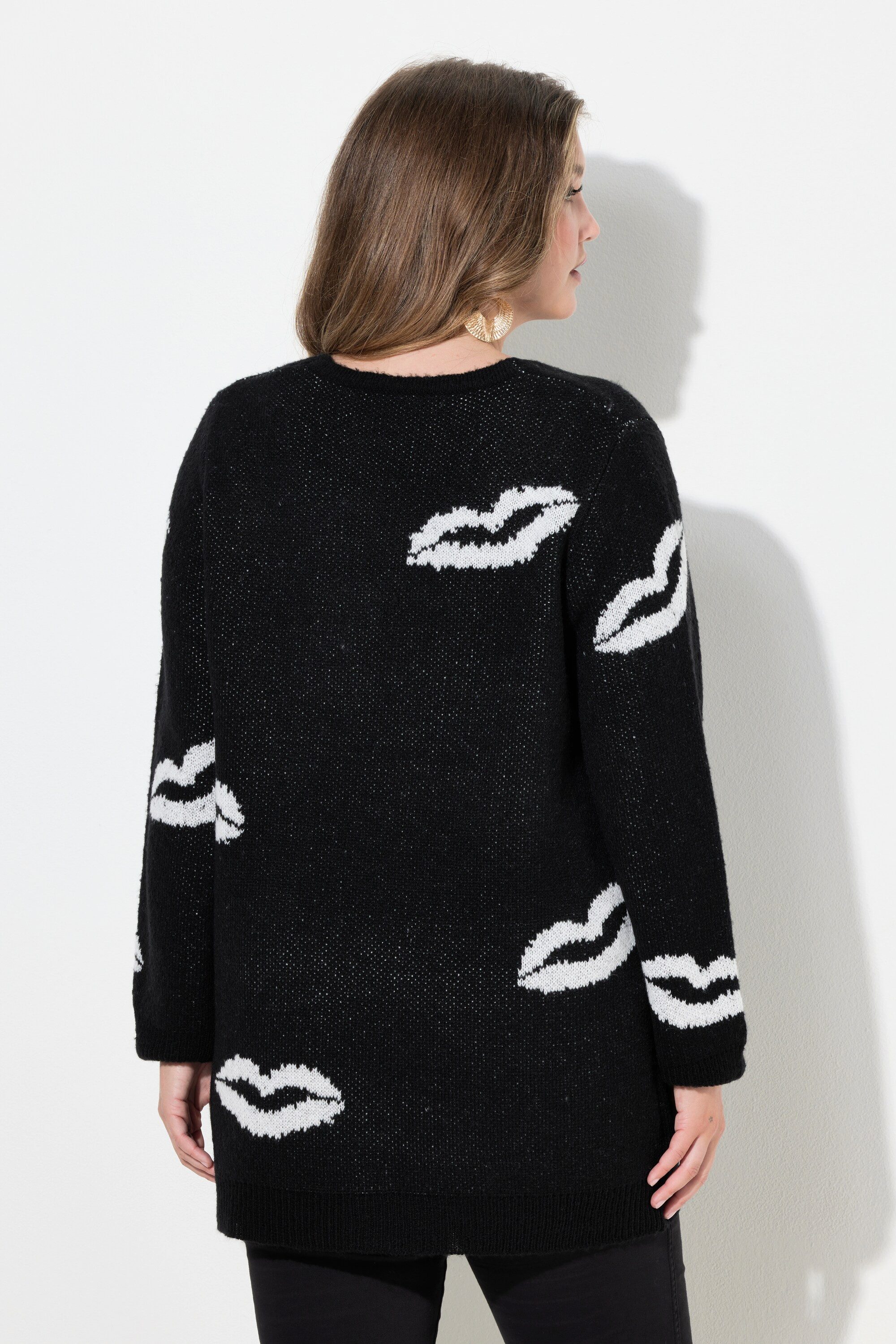 MIAMODA Strickpullover Pullover Straight Fit Kussmünder V-Ausschnitt