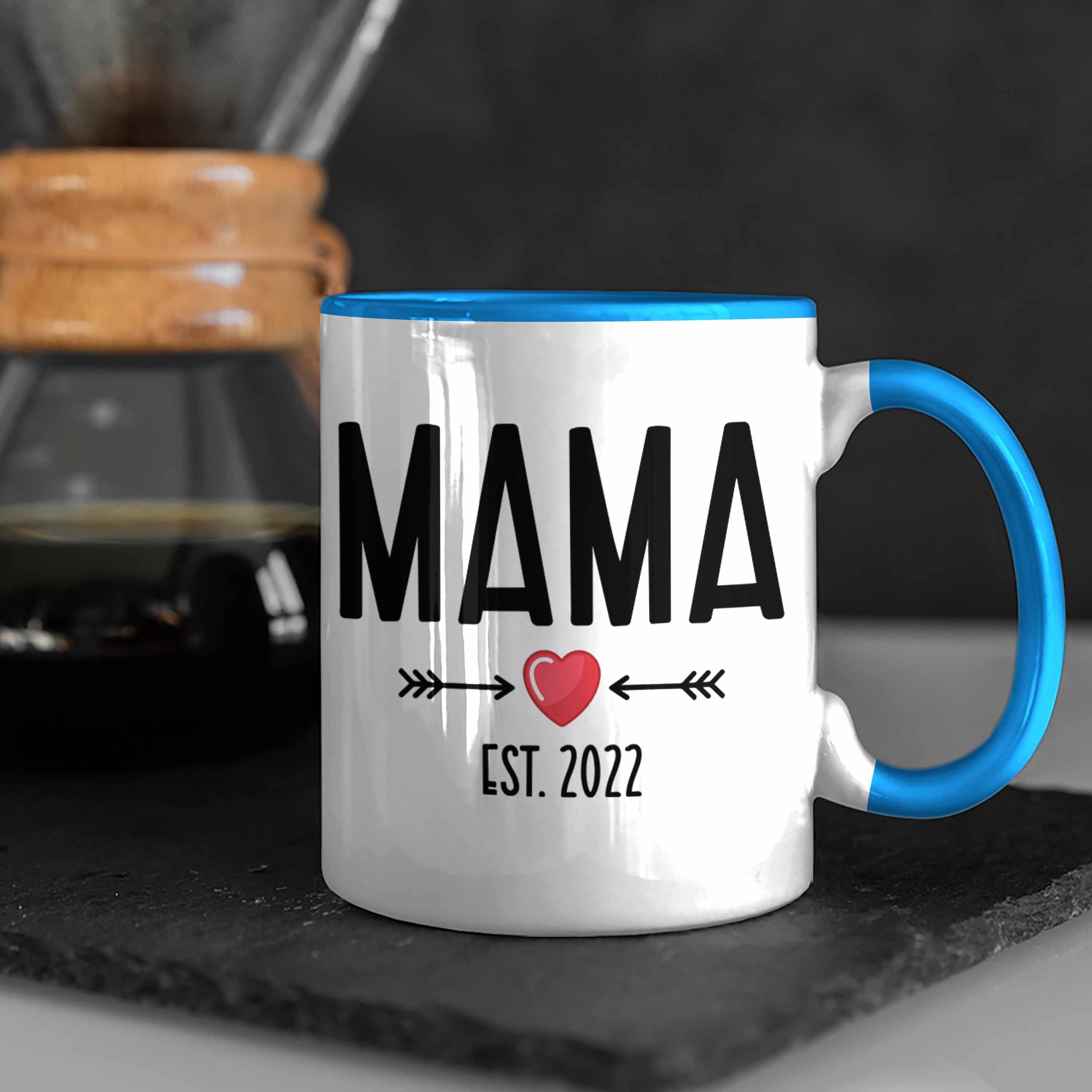 Überraschung Du Mutter 2022 2022 Tasse Trendation Schwangerschaft Mutter Trendation - Geschenk Wirst Tasse Mama Baby Verkünden Blau Kaffeetasse