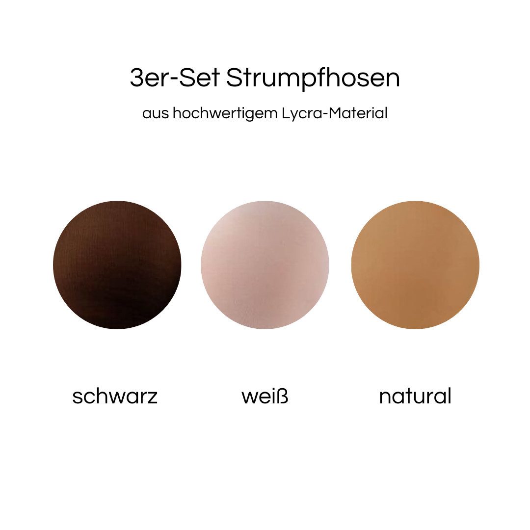 Aurellie Strumpfhose 20 DEN - 3er Pack in Schwarz / Weiß / Natural günstig online kaufen
