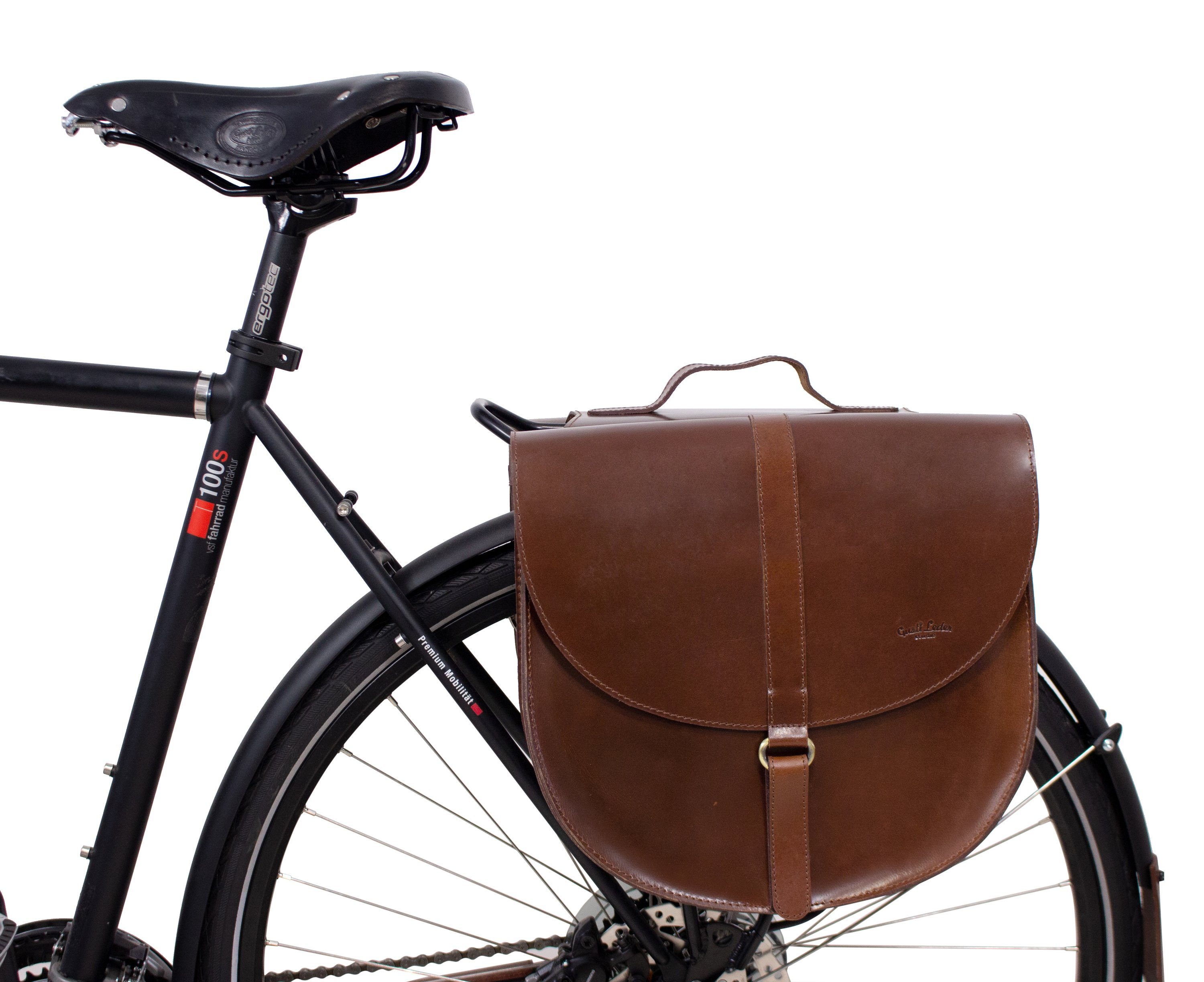 Gusti Leder Fahrradtasche »Victor F.«, Gepäckträgertasche Aktentasche  Fahrradtasche Lehrertasche Bürotasche Arbeitstasche Ledertasche Vintage  Braun Leder Damen Herren