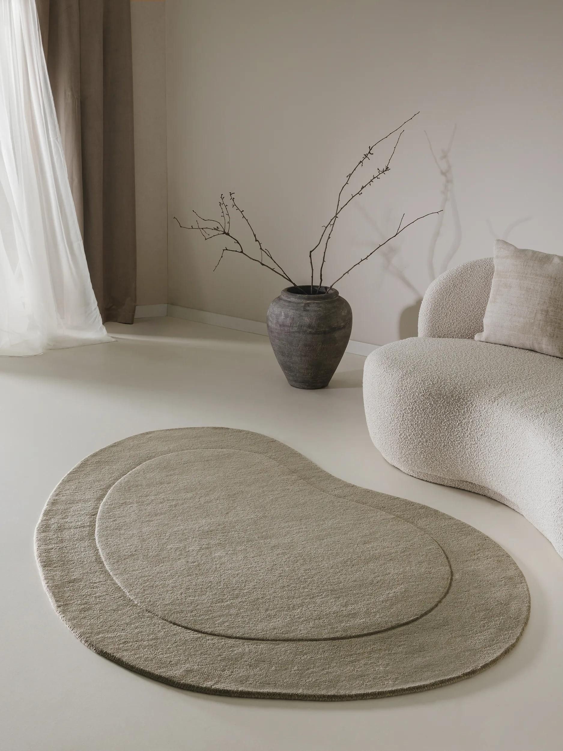 benuta Wollteppich Shape, Sonderform, Höhe: 6 mm, Kunstfaser, Berber, Ethno-Style, Wohnzimmer