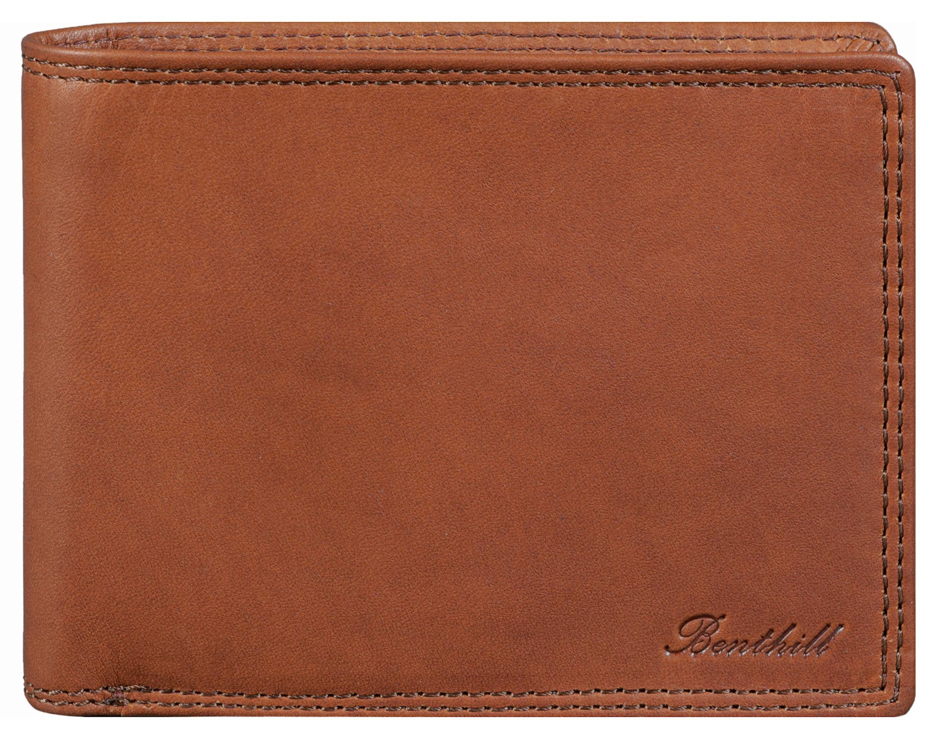 Benthill Geldbörse Herren Echt-Leder Geldbeutel RFID Großes Portemonnaie Männer Vintage, RFID-Schutz Kartenfächer Münzfach – Bild 2 von 5