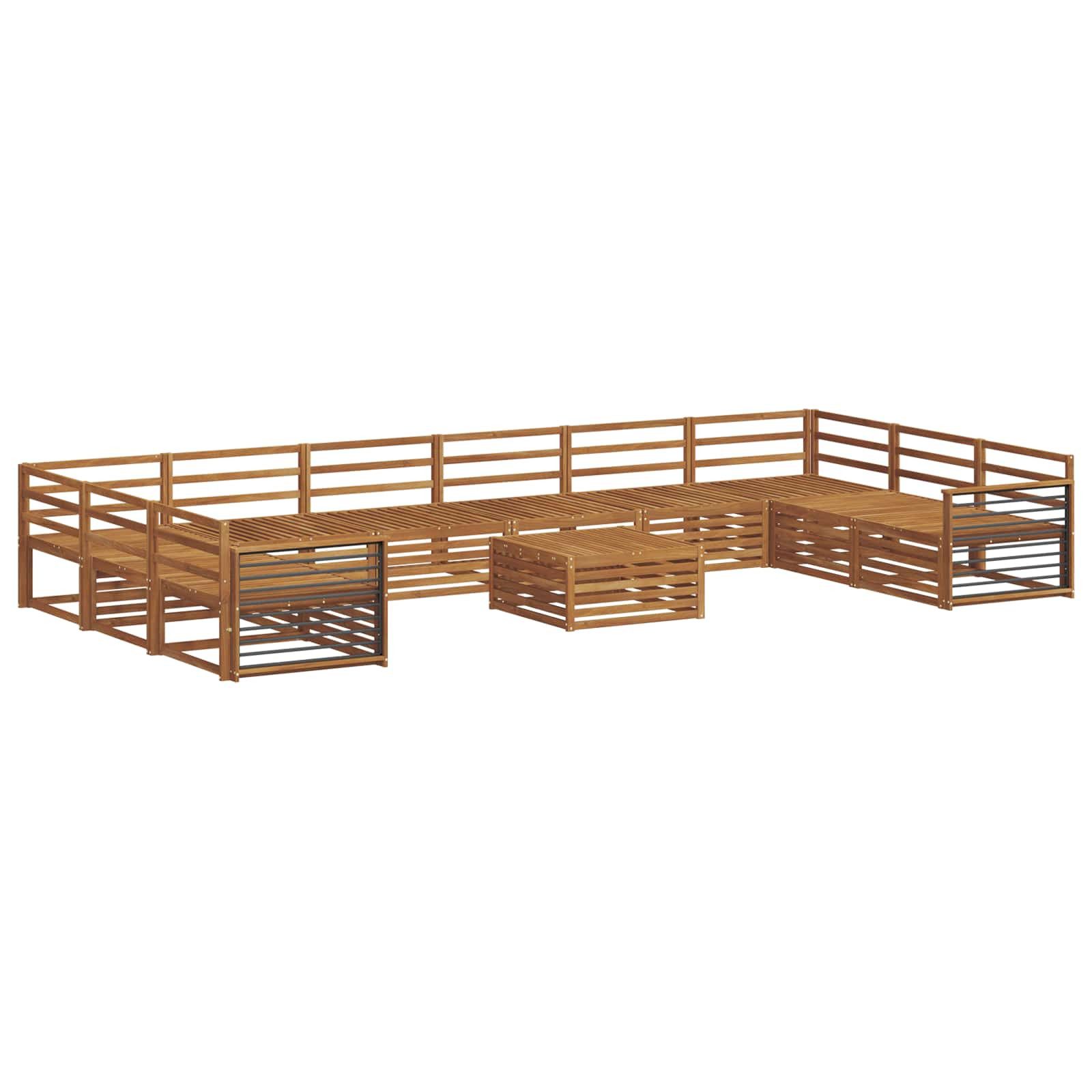 vidaXL Gartenlounge-Set Sofagarnituren 11 stk. Natur Massivholz, (11-tlg)