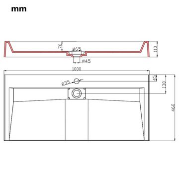 vidaXL Waschbecken Waschbecken 100 x 46 x 11 cm Mineralguss/Marmorguss Weiß