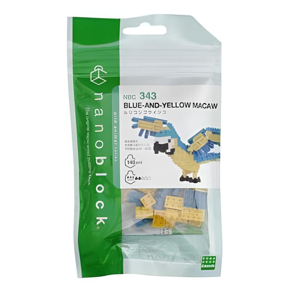 Crunchyroll 3D-Puzzle Nanoblock - Papagei blau und gelb - 140 Teile, Puzzleteile