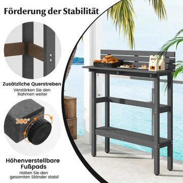 COSTWAY Gartentisch, Bartisch mit verstellbaren Fußpads