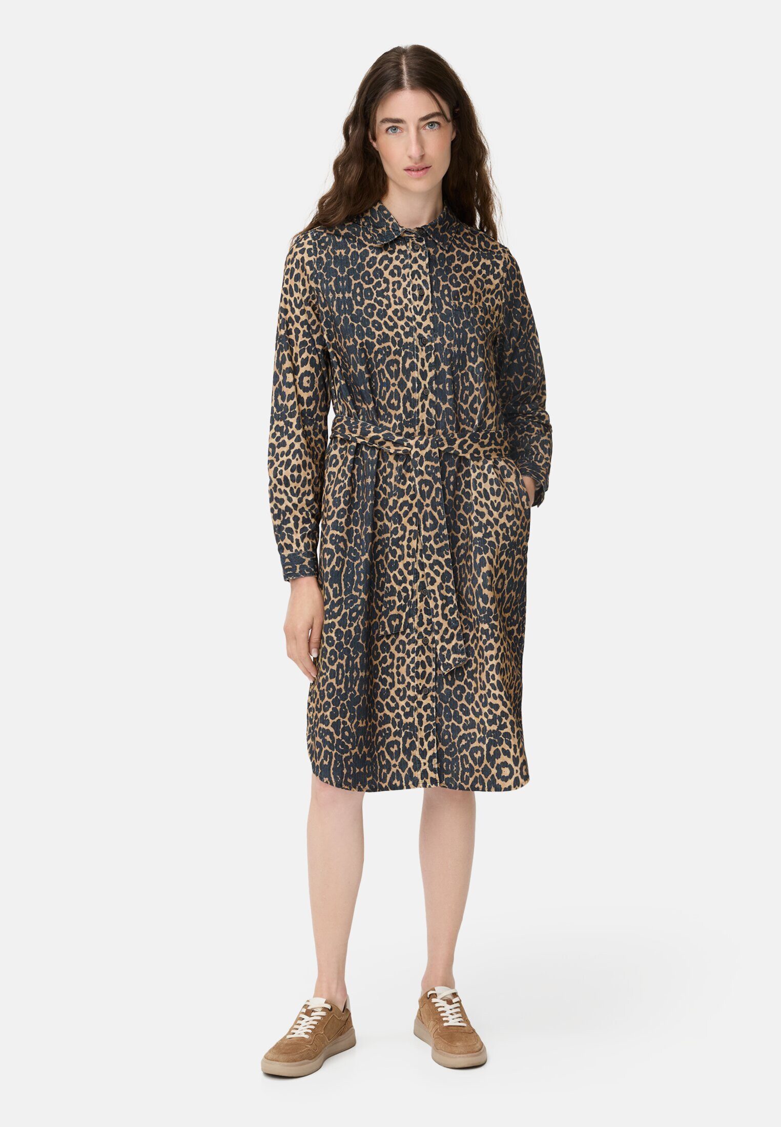 camel active Blusenkleid Baumwollkleid mit Bindegürtel Langarm (1-tlg) günstig online kaufen