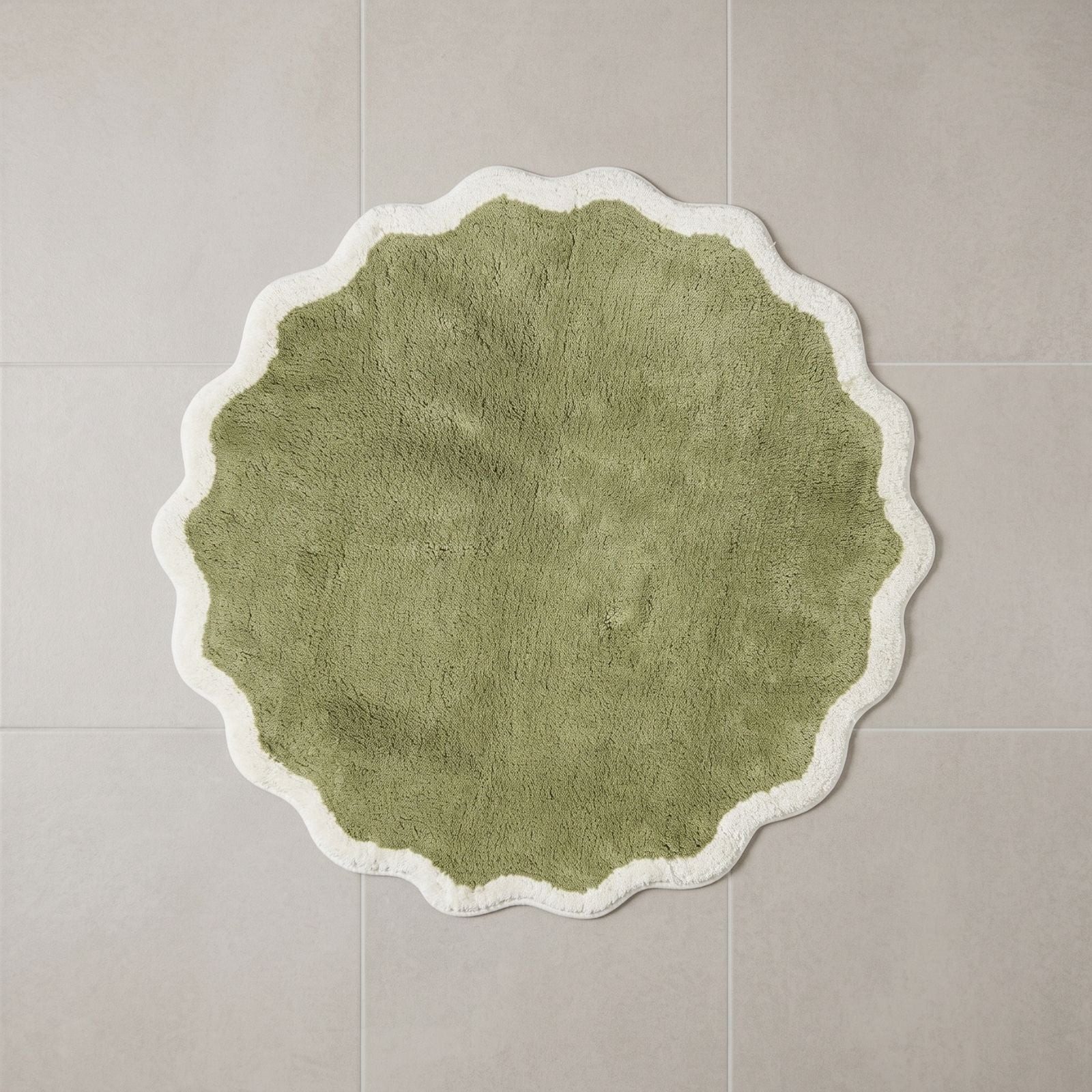 Homescapes Badematte Badematte rund mit Wellenrand 70 cm - Runder Badteppich grün, Höhe 10 mm, 70 cm