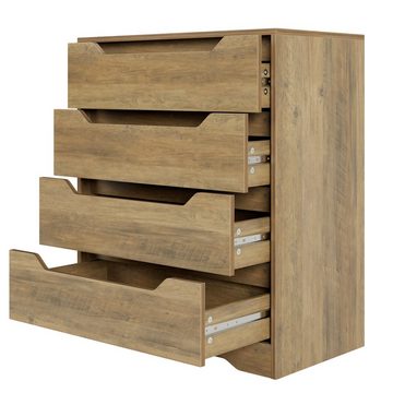 HOMECHO Kommode, Sideboard Weiß Schubladenschrank mit 4 Schubladen