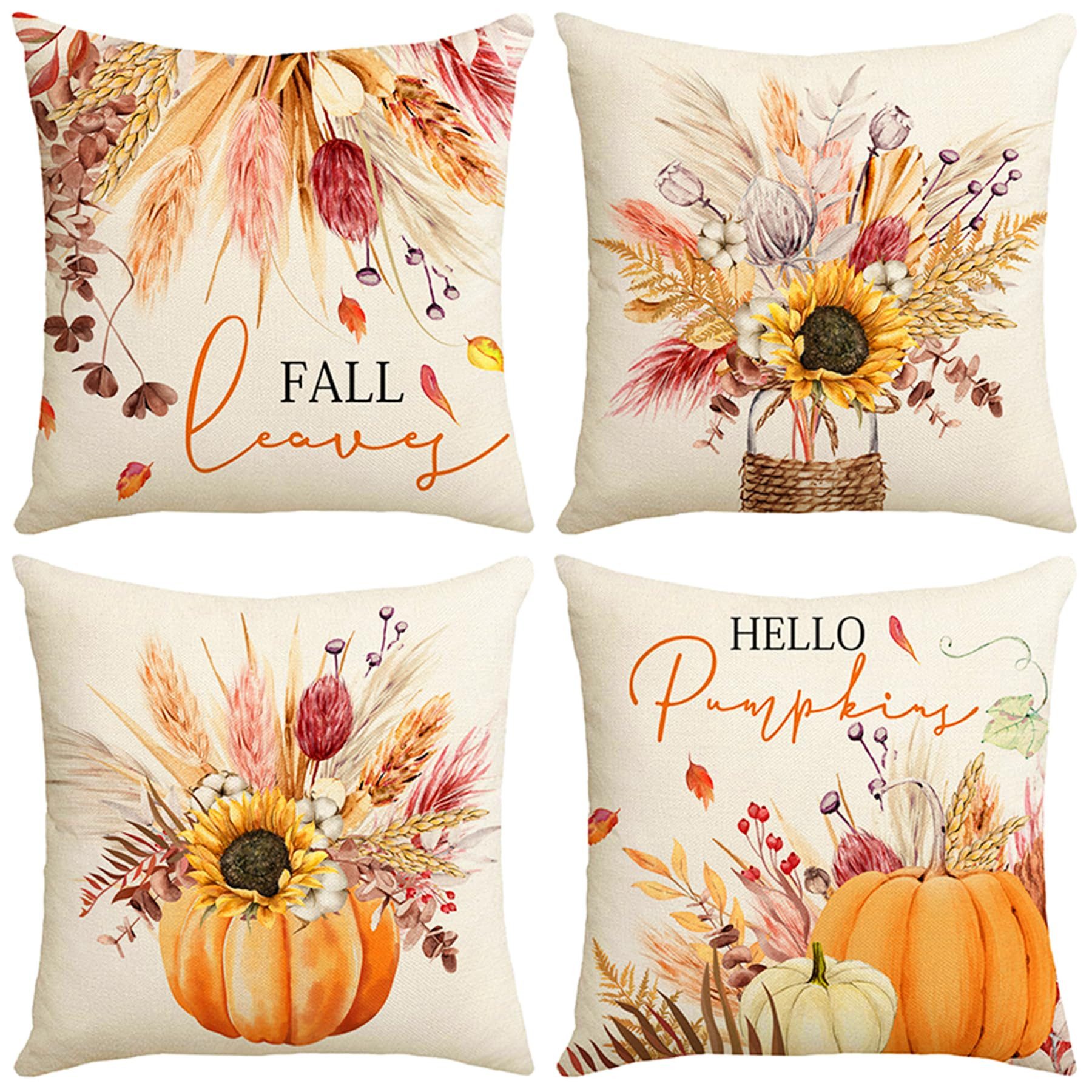 FOUORTUNATE-BEE Kissenbezug 4 Stück Herbstdeko Kissenbezüge 45x45cm, Dekorative Kissenbezug, (4 Stück), für Erntedankfest und Thanksgiving, für Sofa, Bett und Wohnzimmer