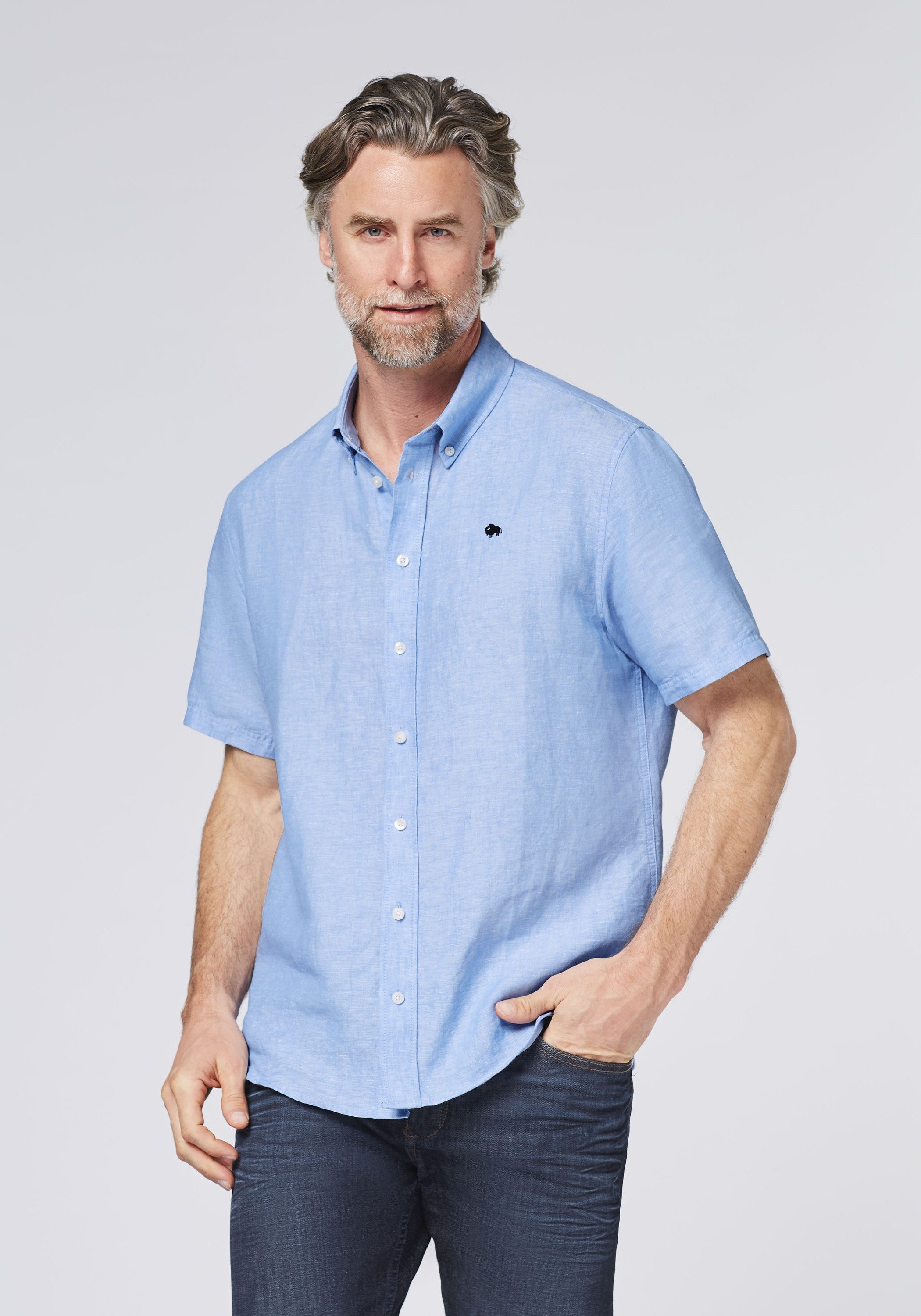 COLORADO DENIM Langarmhemd mit kurzen Ärmeln