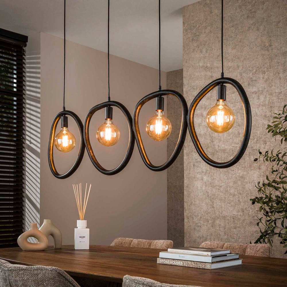 famlights Pendelleuchte famlights, Pendelleuchte Beppo in Schwarz E27 4-flammig
