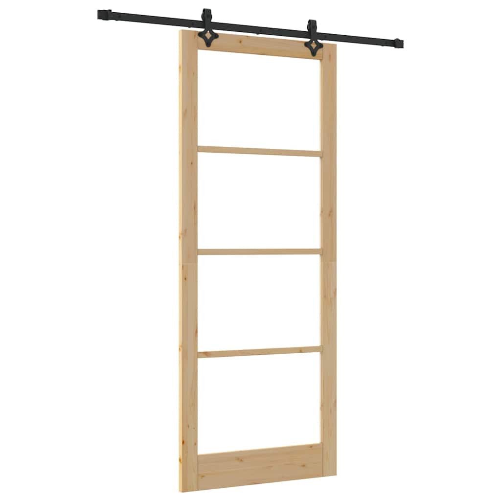 vidaXL Haustür Schiebetür ORKDAL Natürlich und Schwarz 93 x 232 cm (1-St)