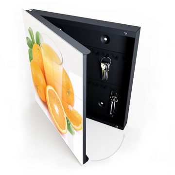Primedeco Schlüsselkasten Magnetpinnwand und Memoboard mit Glasfront Motiv Orangensaft und ganze (1 St)