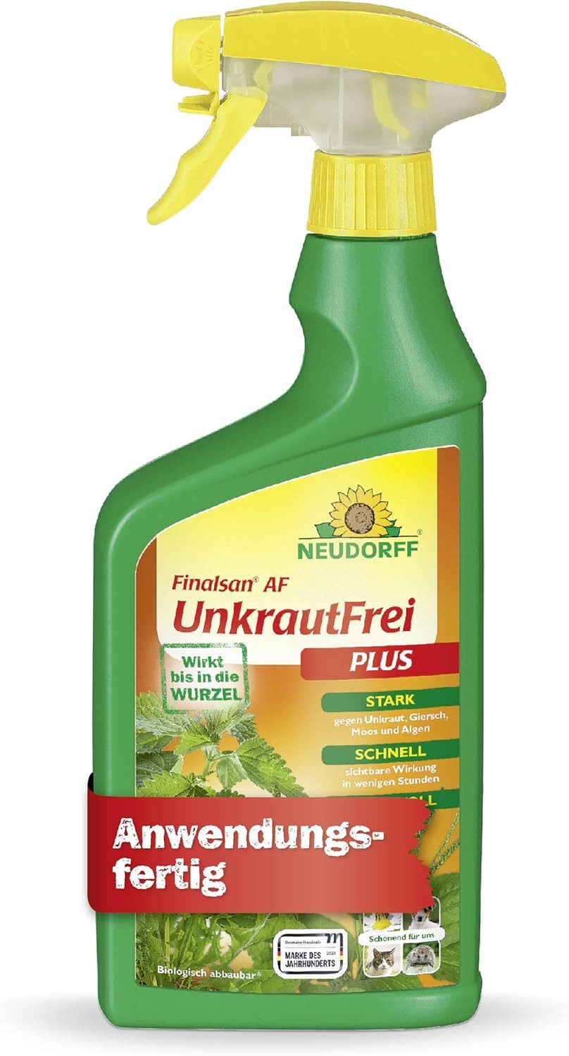 Neudorff Unkrautbekämpfungsmittel Finalsan AF UnkrautFrei Plus 750 ml, 750 ml, 1 St., schonend für Haustiere, Unkraut entferner ohne Glyphosat Wirkstoffe, Glyphosatfreies Unkrautvernichter-Konzentrat mit 2-fach-Wirksystem