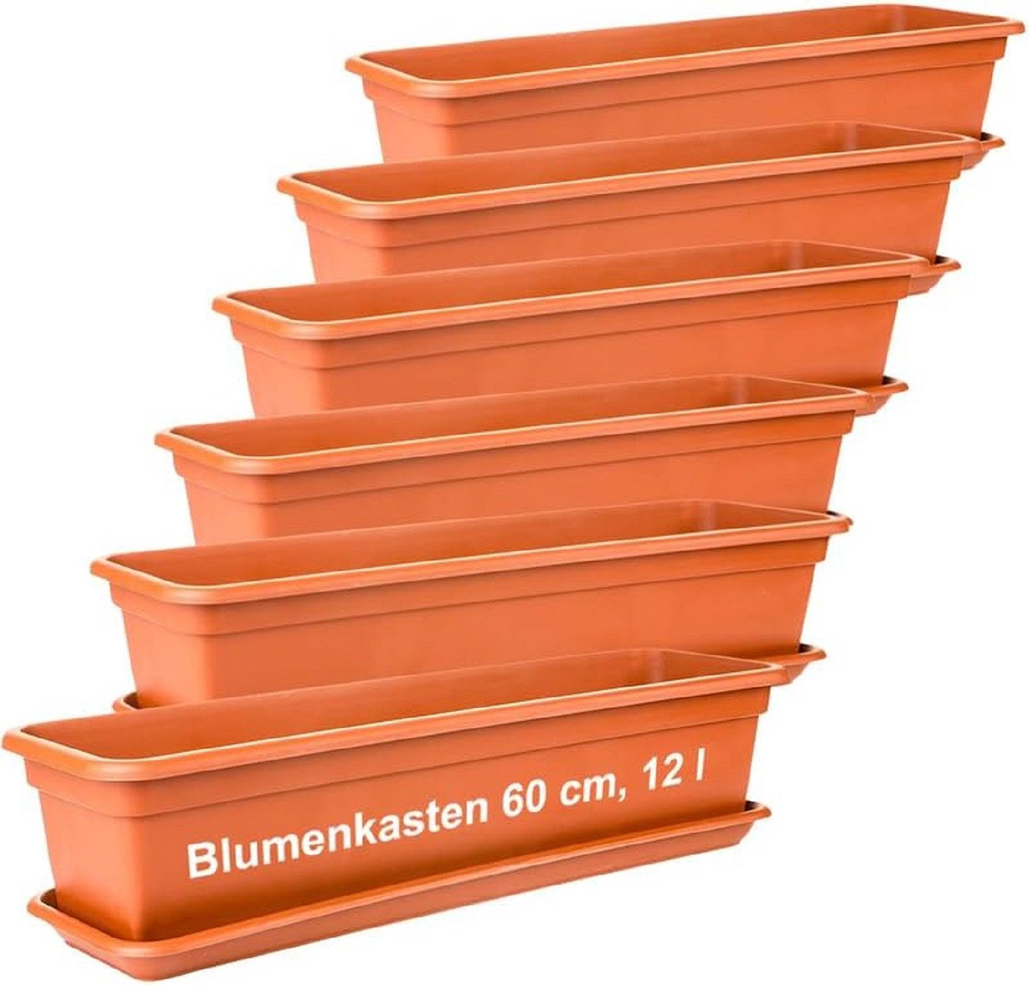 2friends Blumenkasten 6er Set, Balkonkästen mit Untersetzer aus