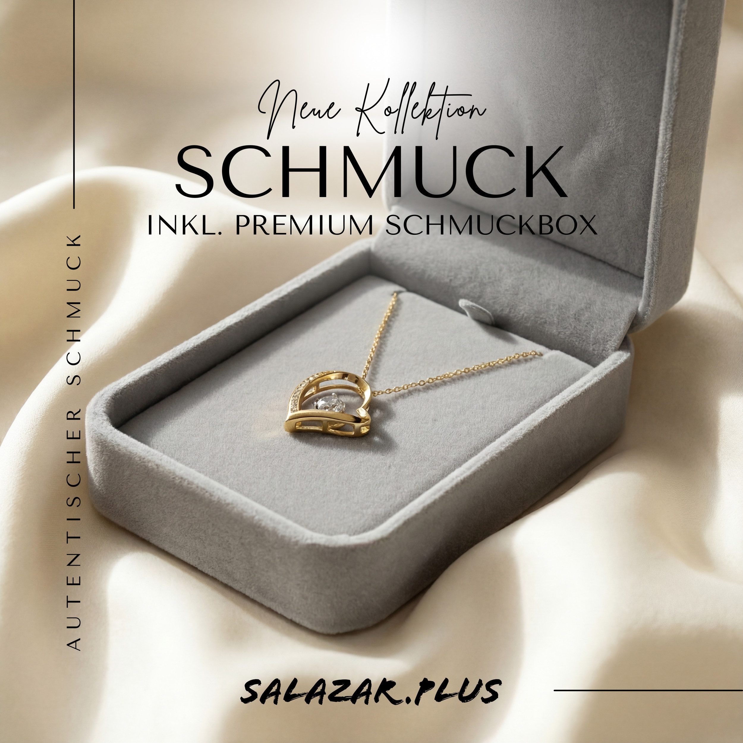 salazar.plus Kette mit Anhänger Elegante 925 Silber vergoldete Luxus Damenkette mit Herzanhänger, Luxuriöse 925er Herzkette vergoldet – romantisches Geschenk