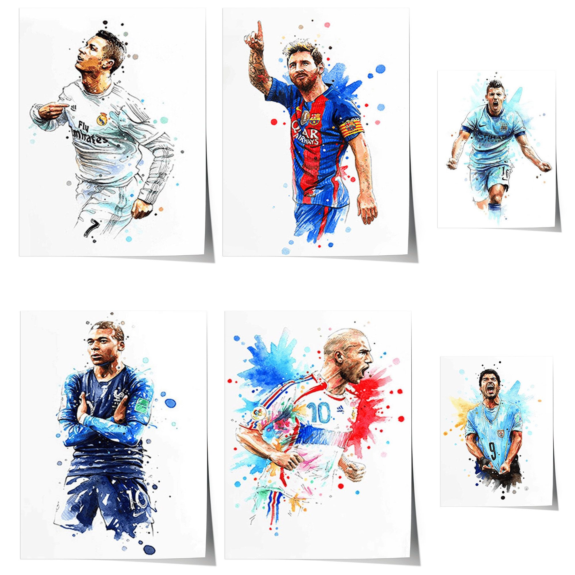 JUSTGOODMOOD Poster Fußballspieler Tor Jubel Kylian Mbappe und Christiano Ronaldo als Deko, C (1 St)