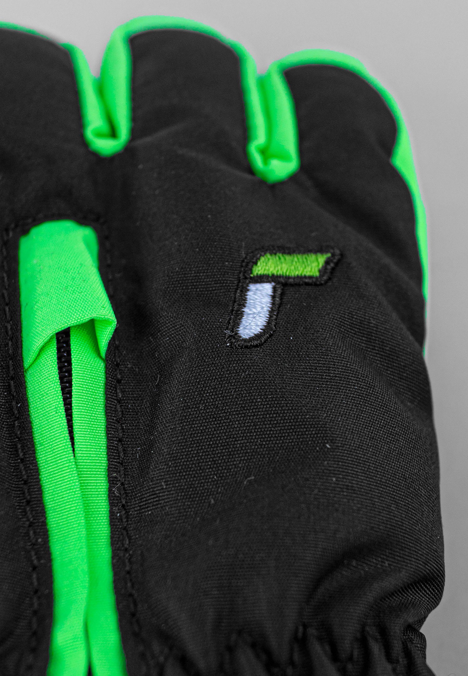 Skihandschuhe Ben grün-schwarz praktischer Reusch mit Handgelenkschlaufe
