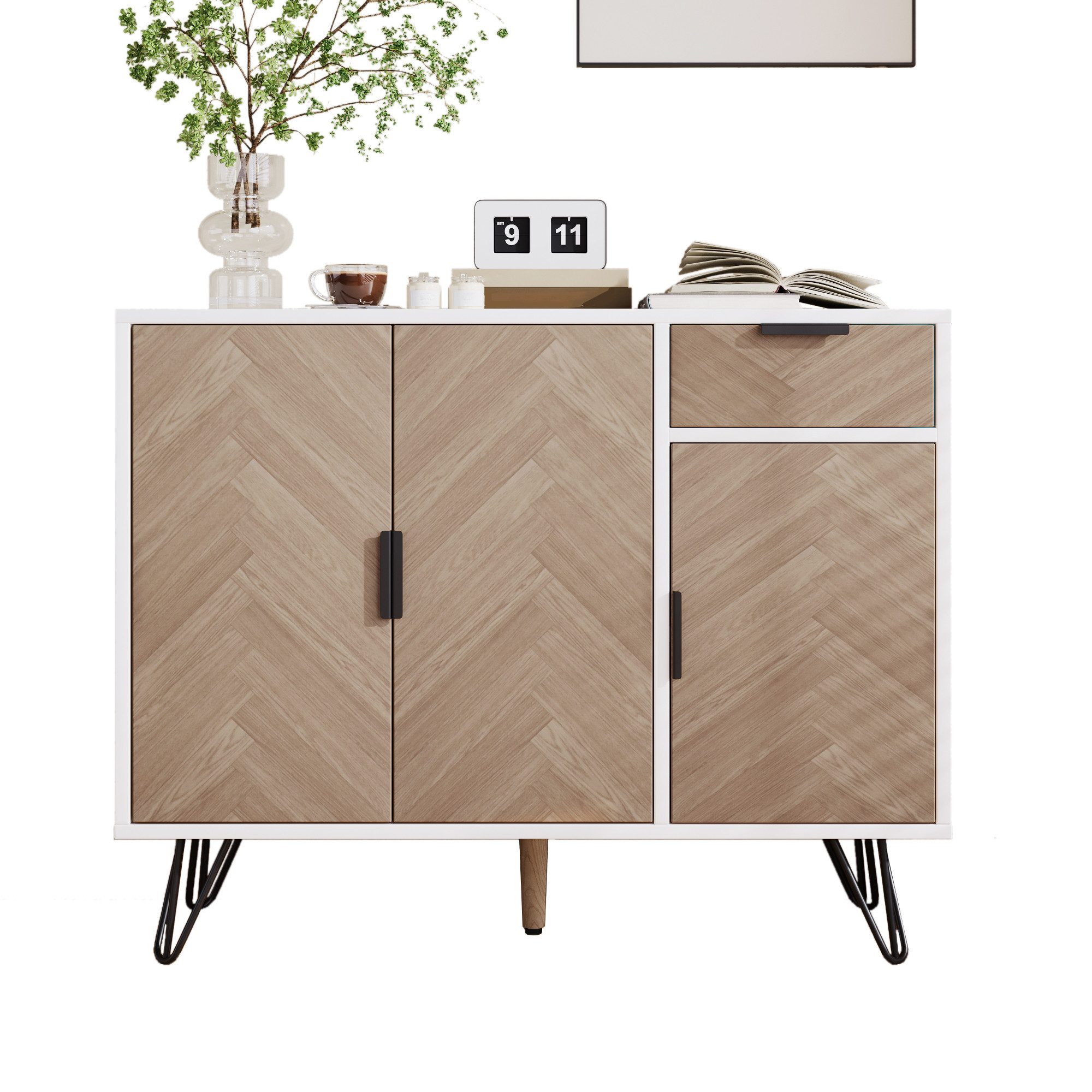 Merax Sideboard im Holzoptik mit Schubladen günstig online kaufen