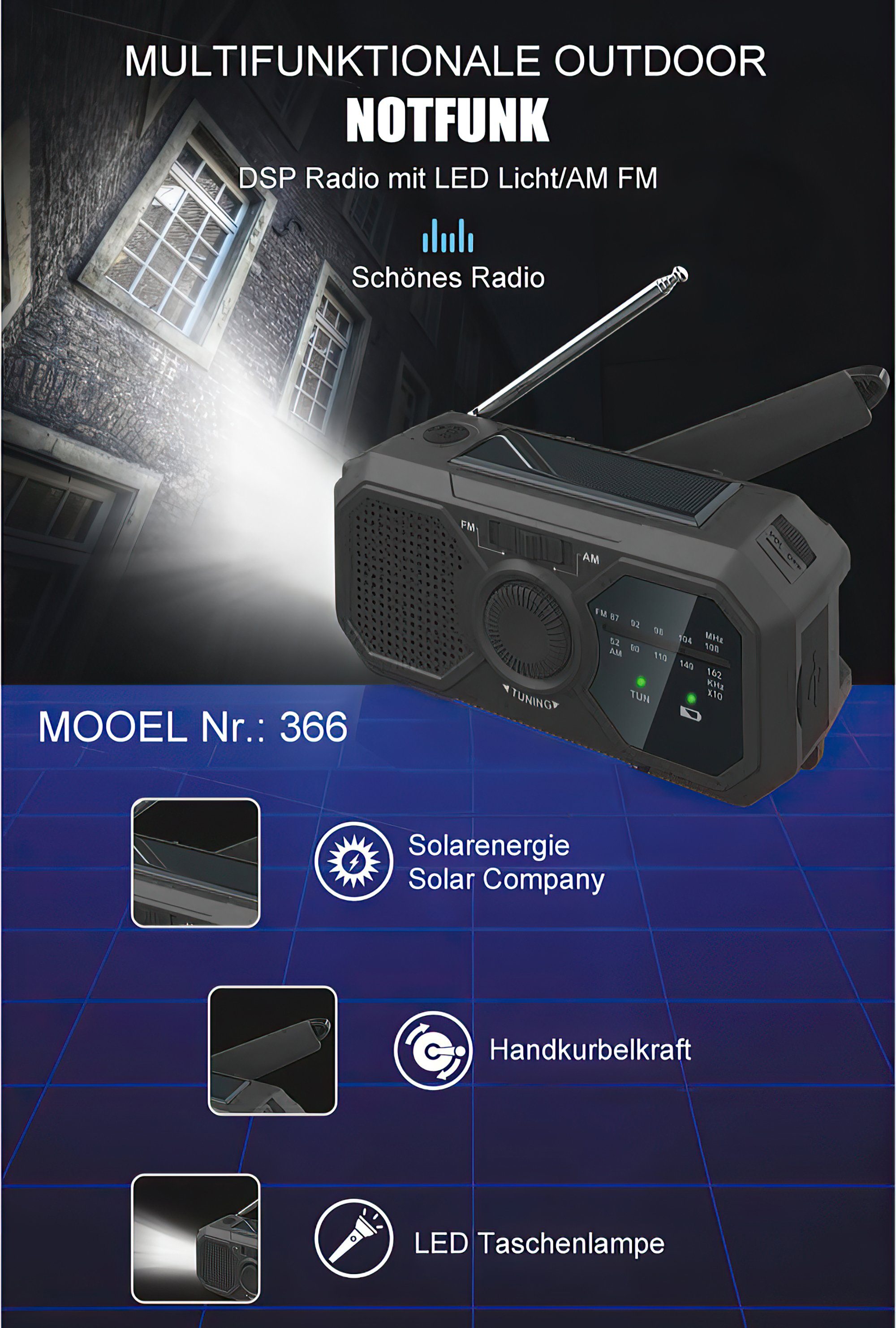 und (USB), Dockingstation Solar Kurbelradio) SOS Handkurbel; Kurbelradio mit sOS-Alarm Radio (DAB) FM-Tuner,UKW-Radio, Digitalradio Tisoutec (AF/FM) Ladefunktion (Notstromversorgung,