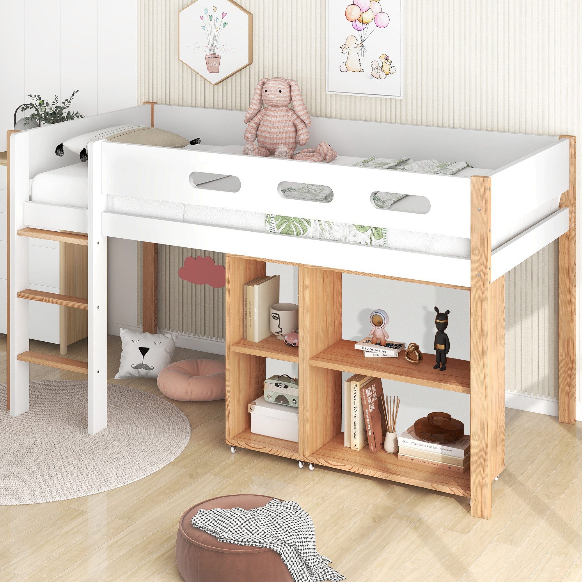 Flieks Hochbett Kinderbett Etagenbett mit beweglichem günstig online kaufen
