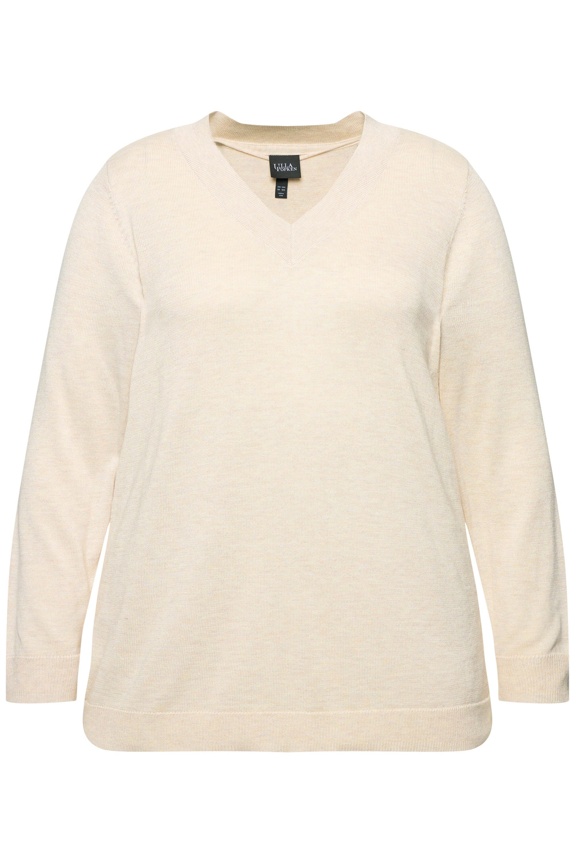 Ulla Popken Strickpullover Pullover V-Ausschnitt Langarm günstig online kaufen